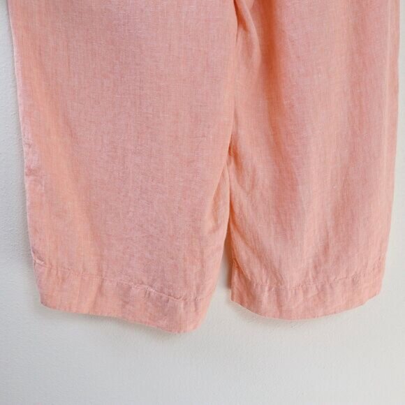 J Crew Size M Linen Woven Wide Leg Seaside Pant Cropped Ankle Coral Orange - Picture 7 of 10